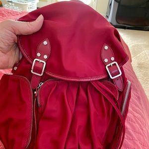 MZ Wallace Marlena Backpack Scarlet. Silver. New